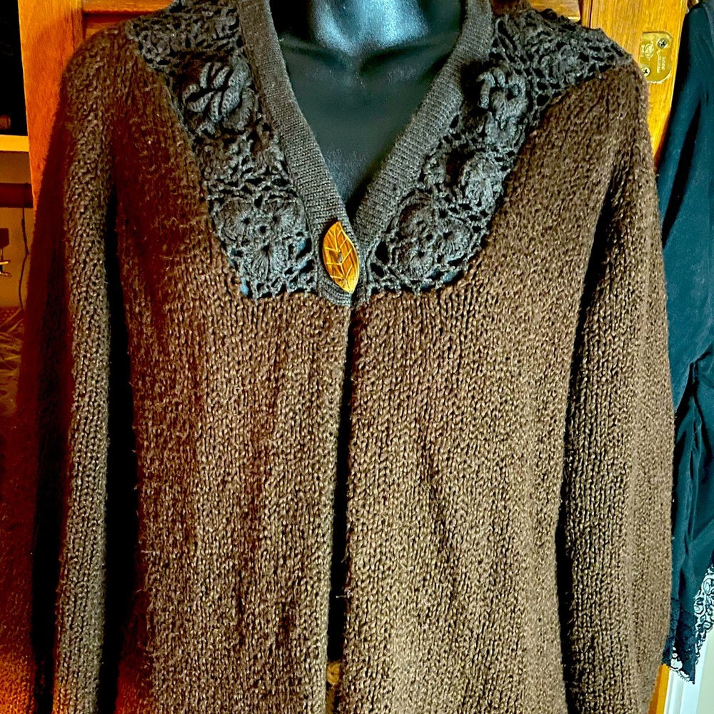 Organic Hand knit Cardigan Hoodie